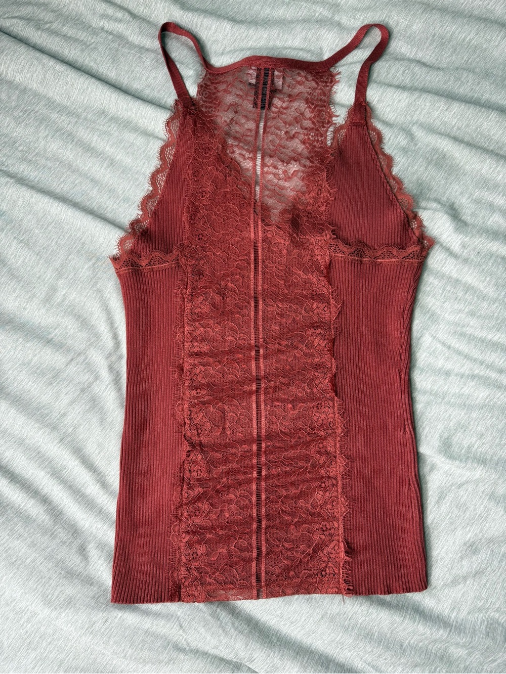 Daytrip Rust Red Lace-Back Ribbed Cami - Picture 2 of 3